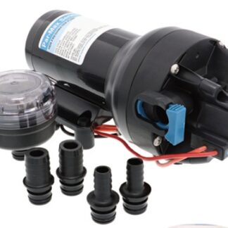 Jabsco  Par-Max 5HD Freshwater Pressure Pump - 12 Volt - 19 LPM - 40 PSI - Includes 12mm and 20mm Hose Fittings and Strainer - Jabsco P501J-115S-3A (J20-278)